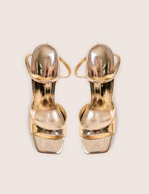 Resist Wide Fit Gold Mirror Pu Peep Toe Barley There Platform Heels