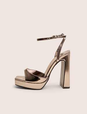 Resist Pewter Metallic Peep Toe Barley There Platform Heels