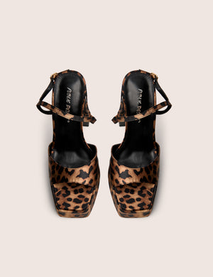 Retro Leopard Platform Strappy Heels