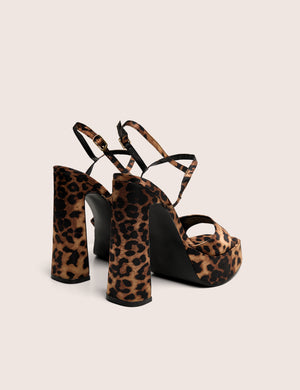 Retro Leopard Platform Strappy Heels