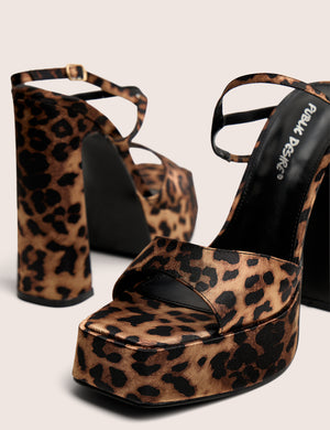 Retro Leopard Platform Strappy Heels