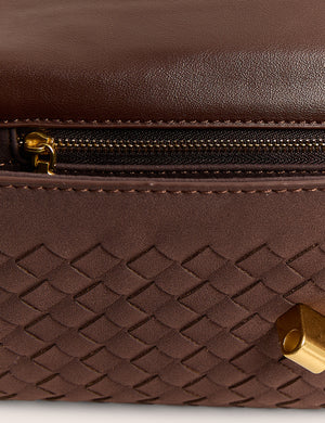 The Rose Chocolate Brown Suedette Weave Rectangle Clutch Bag