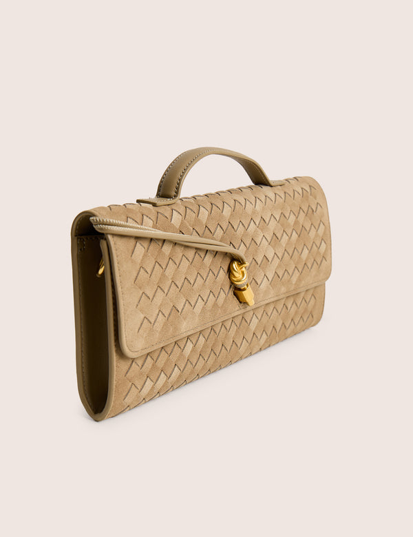 The Rose Stone Suedette Weave Rectangle Clutch Bag