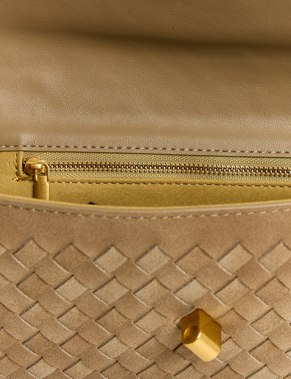 The Rose Stone Suedette Weave Rectangle Clutch Bag