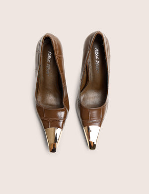 Rotate Brown Toe Cap Detail High Heel