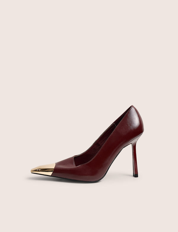 Rotate Burgundy Toe Cap Detail High Heel