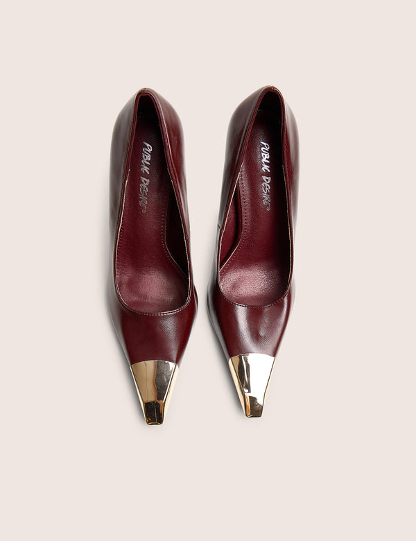 Rotate Burgundy Toe Cap Detail High Heel
