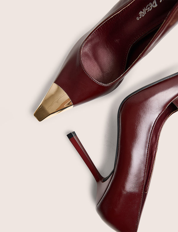 Rotate Burgundy Toe Cap Detail High Heel