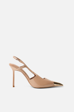 Reset Nude Patent Sling Back Toe Cap High Heel
