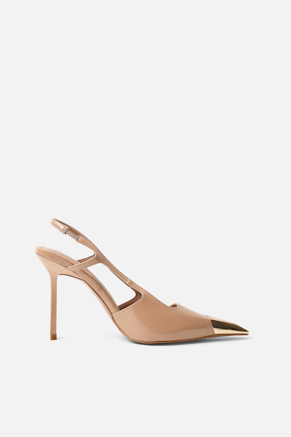 Reset Nude Patent Sling Back Toe Cap High Heel
