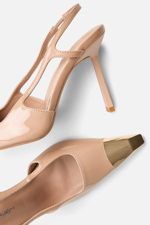 Reset Nude Patent Sling Back Toe Cap High Heel