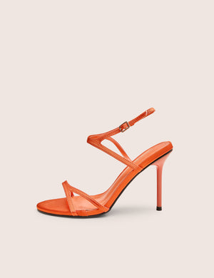 Samba Orange Satin Strappy Barely There Stiletto High Heels
