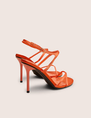 Samba Orange Satin Strappy Barely There Stiletto High Heels