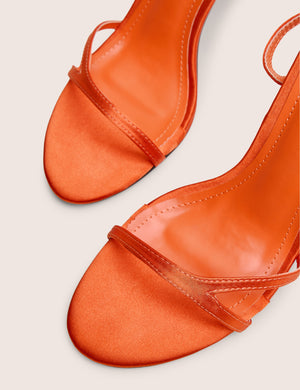 Samba Orange Satin Strappy Barely There Stiletto High Heels