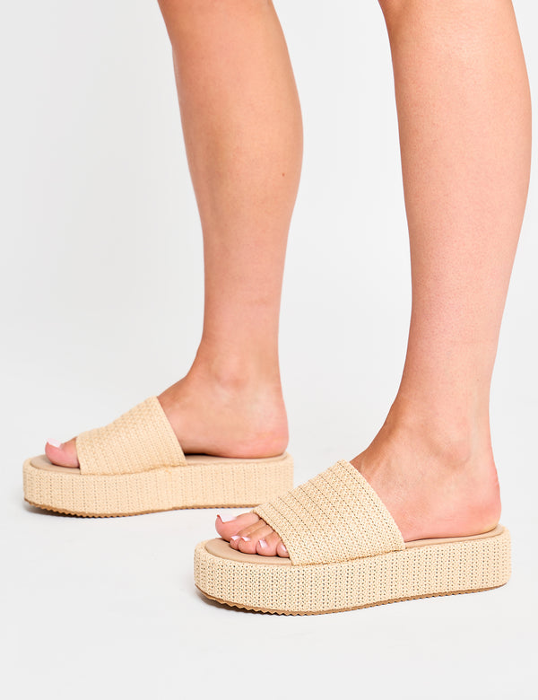 Sangria Natural Woven Flatform Sandals