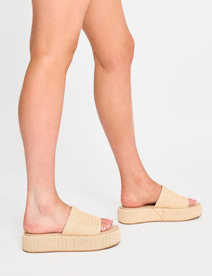 Sangria Natural Woven Flatform Sandals
