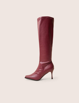 Scorpion Burgundy Mid Heel Sock Knee High Boots