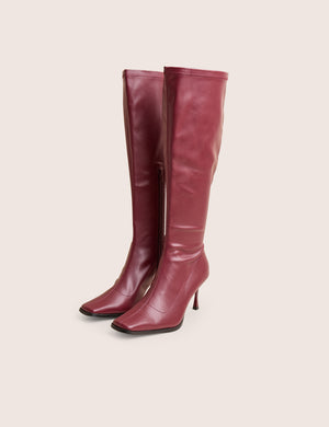 Scorpion Burgundy Mid Heel Sock Knee High Boots