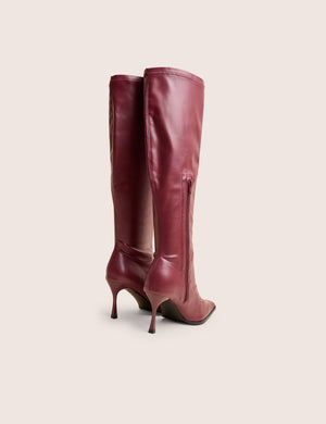 Scorpion Burgundy Mid Heel Sock Knee High Boots