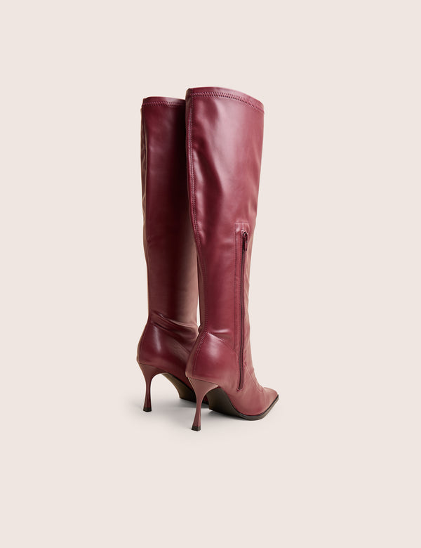 Scorpion Burgundy Mid Heel Sock Knee High Boots