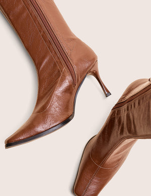 Scorpion Chocolate Mid Heel Sock Knee High Boots
