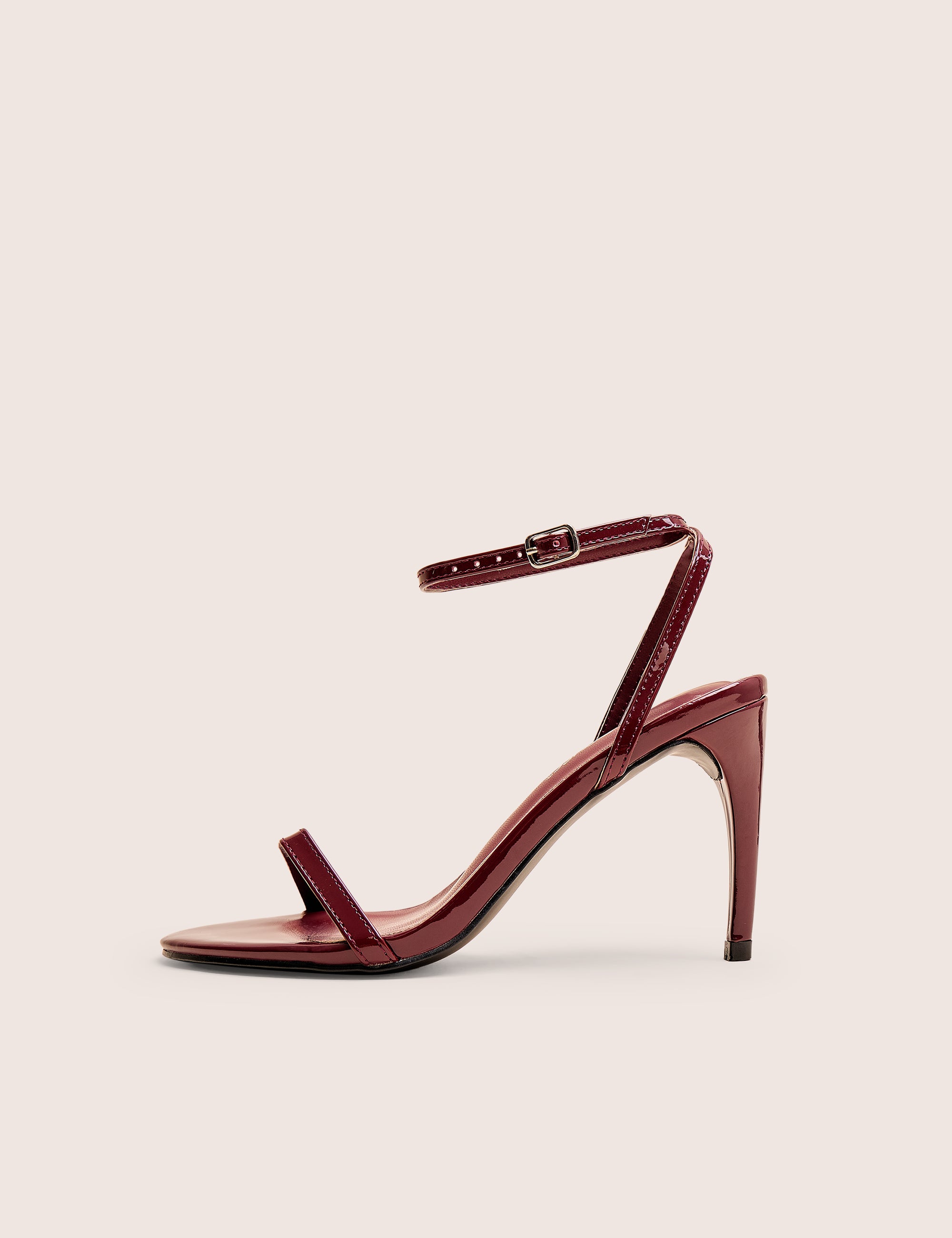 Selene Burgudy Patent Curved Heels Barely There | Public Desire