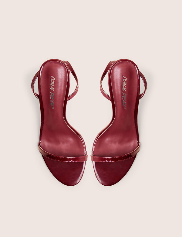 Selene Burgundy Patent Curved Heels Barely There