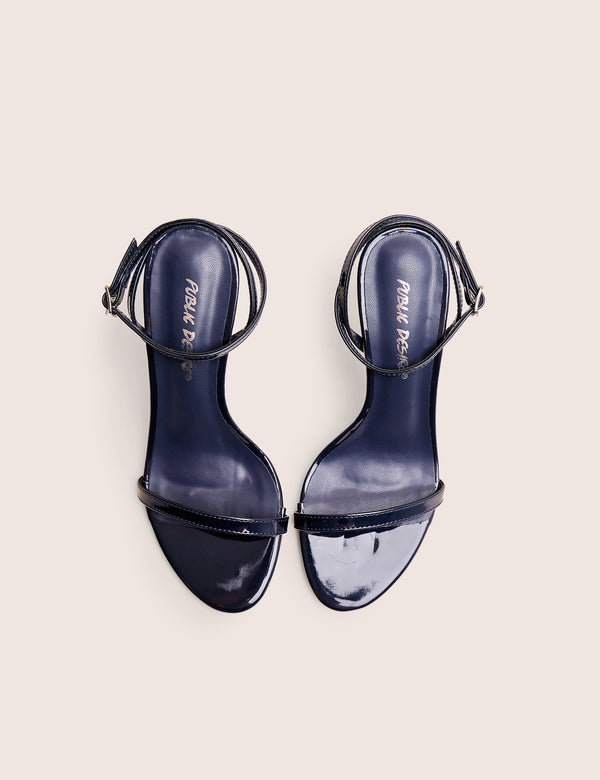 Selene Navy Patent Curved Heels Barely There