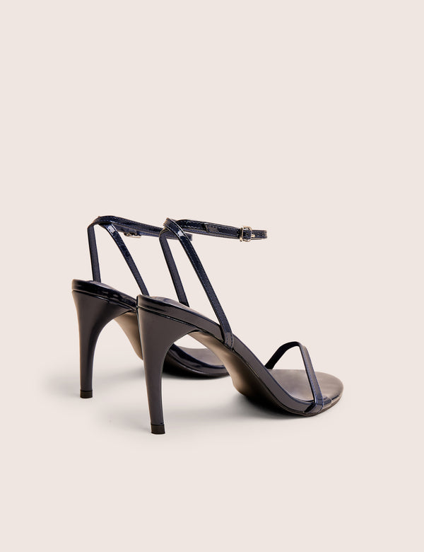 Selene Navy Patent Curved Heels Barely There