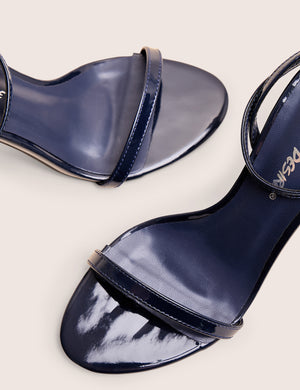 Selene Navy Patent Curved Heels Barely There