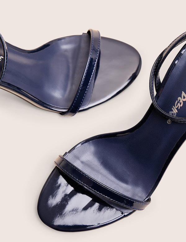 Selene Navy Patent Curved Heels Barely There