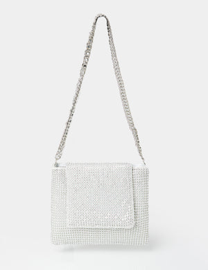 The Sianna Silver Diamante Chain Strap Detail Shoulder Bag
