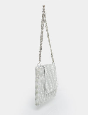 The Sianna Silver Diamante Chain Strap Detail Shoulder Bag