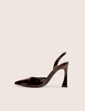 Slow Burn Amber Tortoise Sling Back Court Heels