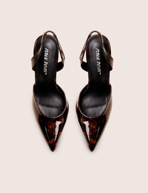 Slow Burn Amber Tortoise Sling Back Court Heels
