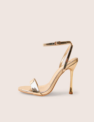 Soho Wide Fit Gold Metallic Barely There Strappy Stiletto Heels