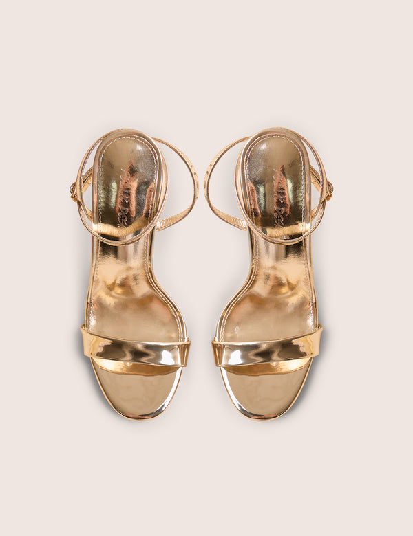 Soho Gold Metallic Barely There Strappy Stiletto Heels