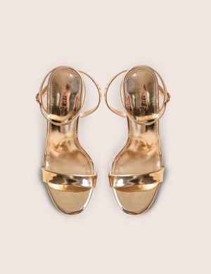 Soho Gold Metallic Barely There Strappy Stiletto Heels