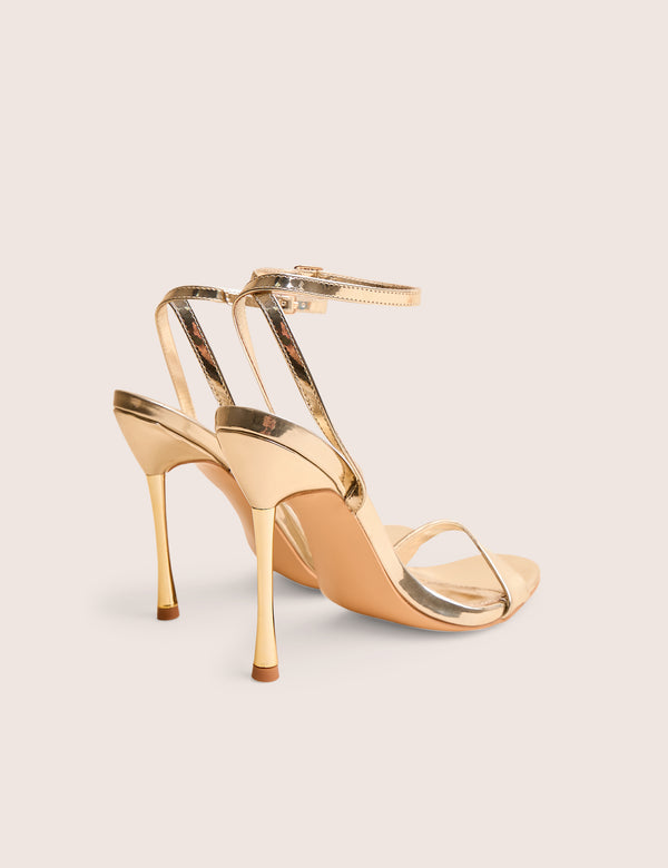 Soho Wide Fit Gold Metallic Barely There Strappy Stiletto Heels
