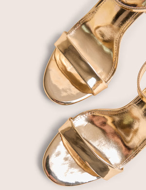 Soho Gold Metallic Barely There Strappy Stiletto Heels