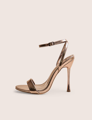 Soho Pewter Metallic Barely There Strappy Stiletto Heels