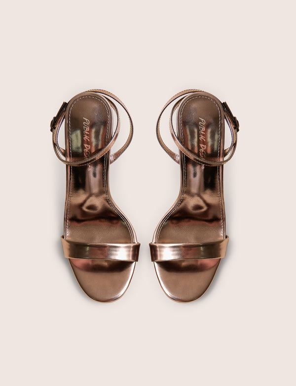 Soho Pewter Metallic Barely There Strappy Stiletto Heels