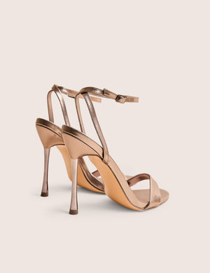 Soho Pewter Metallic Barely There Strappy Stiletto Heels