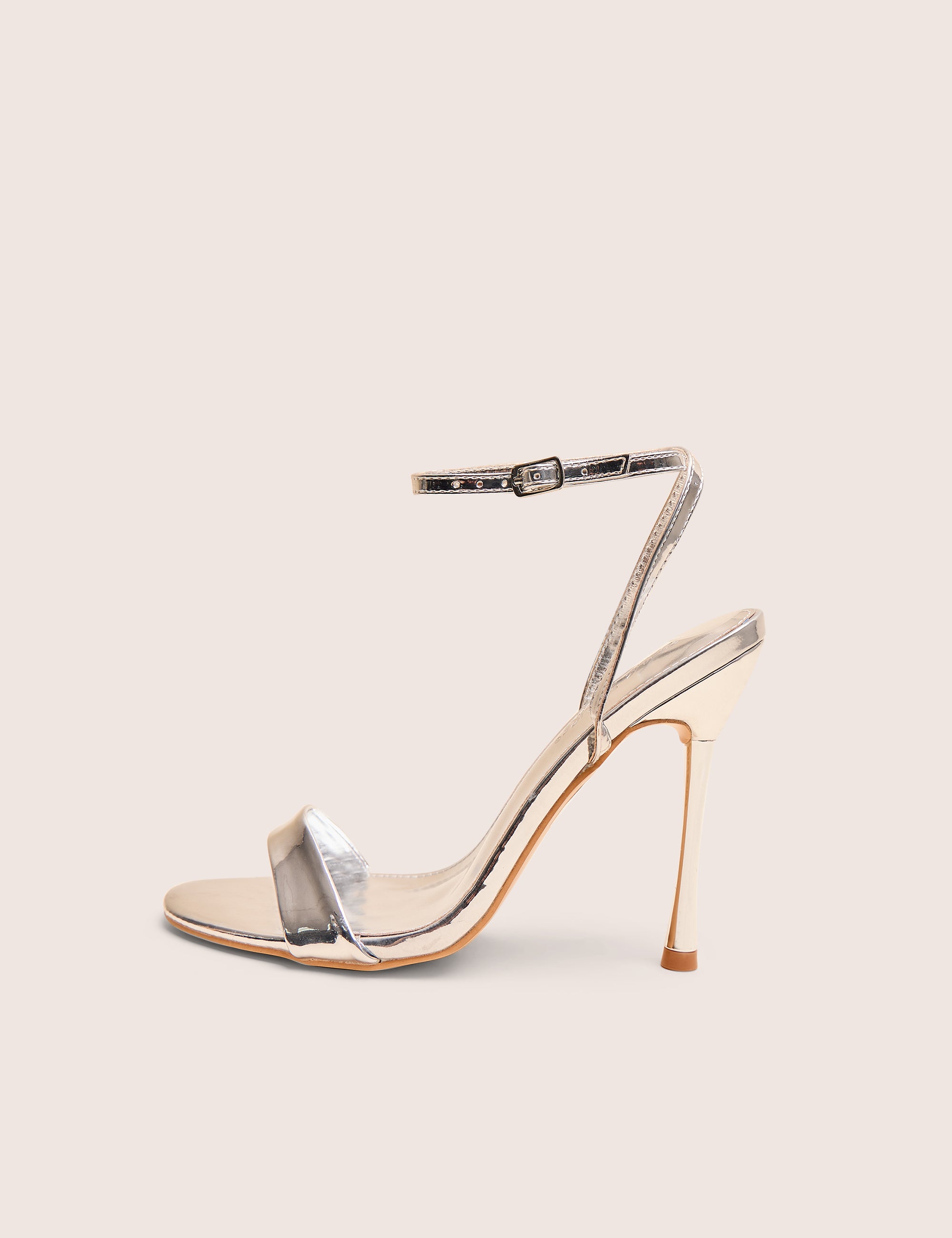 Soho Silver Metallic Barely There Strappy Stiletto Heels | Public
