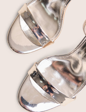 Soho Silver Metallic Barely There Strappy Stiletto Heels