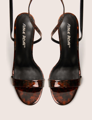 Soho Tortoise Print Barely There Strappy Stiletto Heels