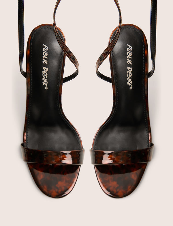 Soho Tortoise Print Barely There Strappy Stiletto Heels