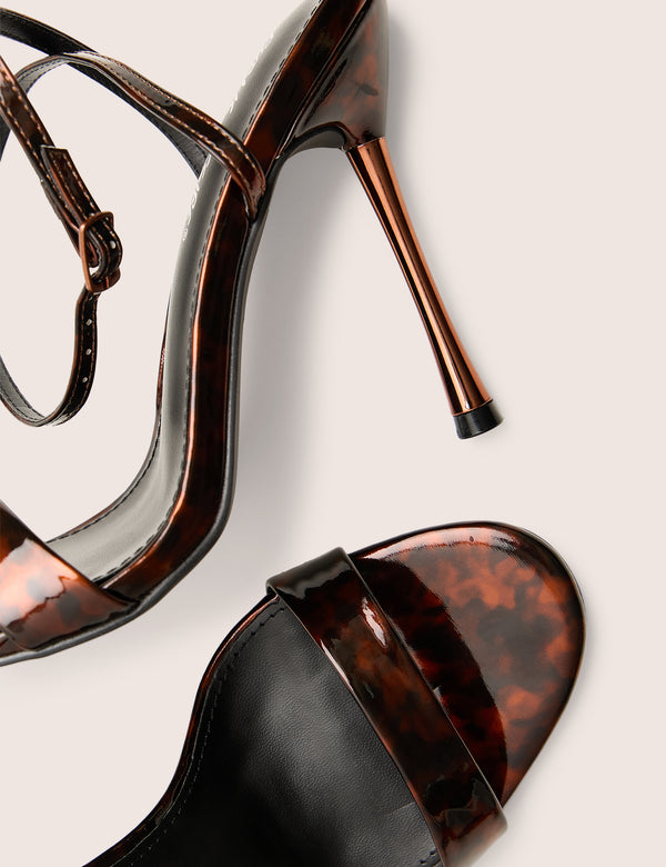 Soho Tortoise Print Barely There Strappy Stiletto Heels