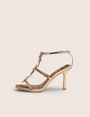 Starburst Gold Mirror Pu Starfish Detail Leopard Stiletto High Heels