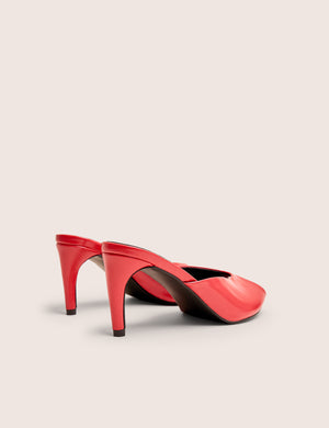 Stessy Red Peep Toe Curved Mid Heels